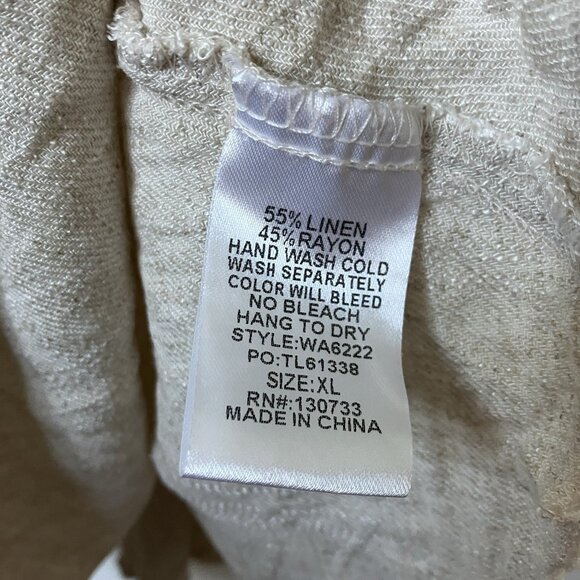 Umgee Tank Top Womens XL Linen Rayon Boho Tunic Neutral Minimalist - Picture 3 of 6